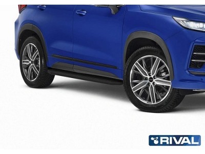 Порог-площадка "Premium-Black" A180ALB Rival + комплект крепежа Chery Tiggo 7 2019-2020, Chery Tiggo 8 2020-н.в., Chery Tiggo 8 Pro 2021-н.в., Chery Tiggo 8 Pro Max 2022-н.в., Chery Tiggo 4 Pro 2022-н.в., Exeed LX 2022-н.в. 