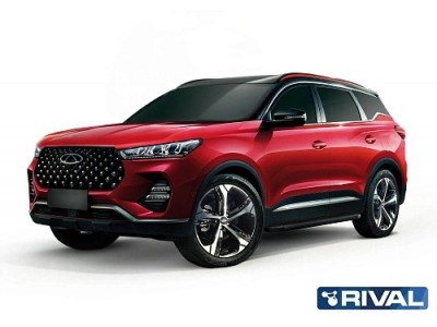 Порог-площадка "Premium-Black" A180ALB Rival + комплект крепежа Chery Tiggo 7 2019-2020, Chery Tiggo 8 2020-н.в., Chery Tiggo 8 Pro 2021-н.в., Chery Tiggo 8 Pro Max 2022-н.в., Chery Tiggo 4 Pro 2022-н.в., Exeed LX 2022-н.в. 