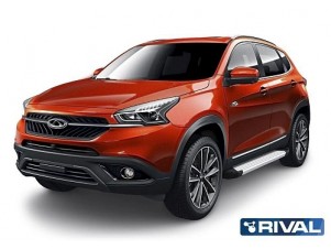 Порог-площадка "Silver" F180AL  Rival + комплект крепежа Chery Tiggo 7 2019-2020, Chery Tiggo 8 2020-н.в., Chery Tiggo 8 Pro 2021-н.в.,Chery Tiggo 8 Pro Max 2022-н.в., Exeed LX 2022-н.в. №F180AL.0905.2