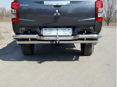 Защита задняя уголки 76 мм ТСС для Mitsubishi L200 2019-2021