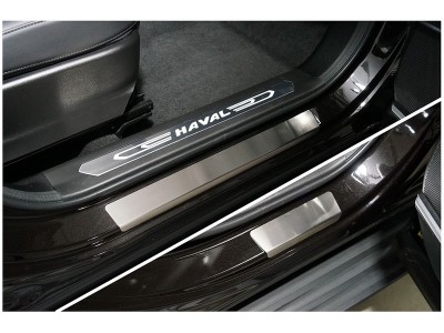 Накладки на пороги (лист шлифованный) 4шт ТСС для Haval F7X 2022 – н.в.