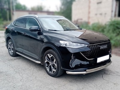 Пороги с листом d-60 Технотек для Haval F7X 2022 – н.в.