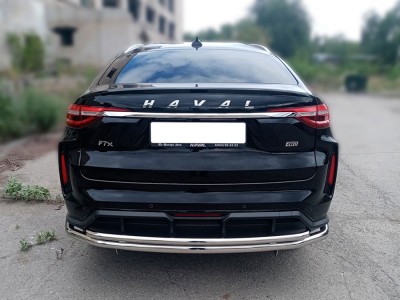 Защита заднего бампера двойная d-60+43 Технотек для Haval F7X 2022 – н.в.