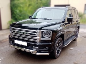 Защита переднего бампера d-76 с доп.накладками для Haval H9 2024-н.в. №HVH924_1.2