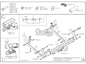 ТСУ Фаркоп оцинкованный Galia шар A для Citroen Jumpy/Peugeot Expert/Fiat Scudo № C050A