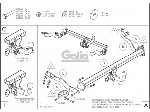 ТСУ Фаркоп оцинкованный Galia шар A для Citroen Berlingo/Peugeot Partner № C052A