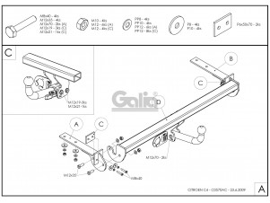 ТСУ Фаркоп оцинкованный Galia шар A для Citroen C4 № C057A