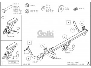 ТСУ Фаркоп оцинкованный Galia шар A на универсал для Citroen C5 № C058A