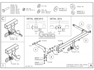 ТСУ Фаркоп оцинкованный Galia шар A для Chevrolet Captiva/Opel Antara № C060A