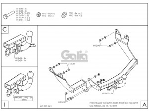 ТСУ Фаркоп оцинкованный Galia шар A для Ford Tourneo Connect № F083A
