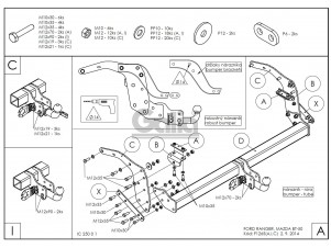 ТСУ Фаркоп оцинкованный Galia шар A для Mazda BT-50/Ford Ranger № F126A