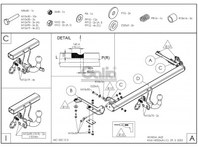 Фаркоп оцинкованный Galia шар A для Honda Jazz 2001-2008