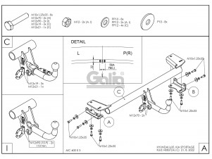 ТСУ Фаркоп оцинкованный Galia шар A для Hyundai ix35/Kia Sportage № H083A