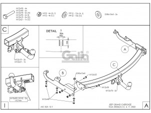 ТСУ Фаркоп оцинкованный Galia шар A для Jeep Grand Cherokee № J002A