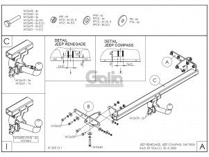 ТСУ Фаркоп оцинкованный Galia шар A для Jeep Renegade № J011A