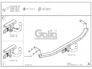 ТСУ Фаркоп оцинкованный Galia шар A для Kia Rio № K037A