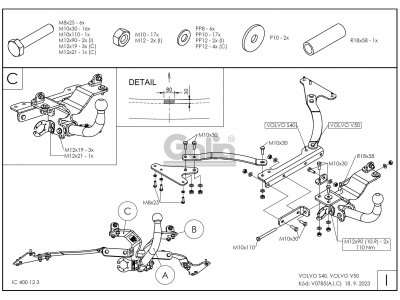 Фаркоп оцинкованный Galia шар A для Volvo S40/V50 2003-2012
