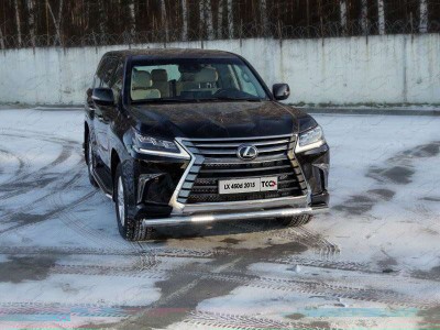 Защита переднего бампера с ДХО 76 мм ТСС для Lexus LX-570/450d 2015-2021