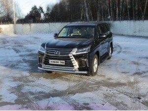 Защита передняя двойная 76-50 мм для Lexus LX-570/450d № LEXLX450d15-17
