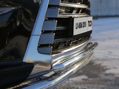 Защита передняя двойная 76-50 мм ТСС для Lexus LX-570/450d 2015-2021
