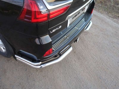 Защита задняя двойные уголки 76-42 мм ТСС для Lexus LX-570/450d (кроме F-Sport) 2015-2021