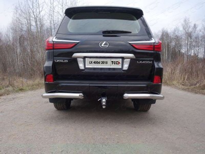 Защита задняя уголки 76 мм ТСС для Lexus LX-570/450d 2015-2021
