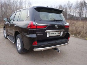 Защита заднего бампера овальная 75х42 мм для Lexus LX-570/450d № LEXLX450d15-18