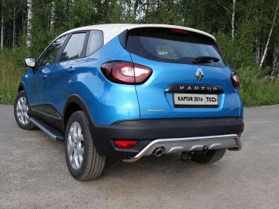 Пороги алюминиевые ТСС с накладкой серые для Renault Kaptur 2016-2021