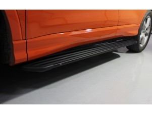 Пороги алюминиевые Slim Line Black для Audi Q3 № AUDIQ319-11B
