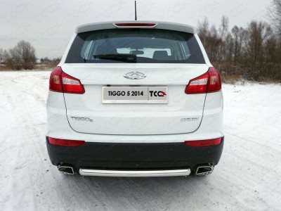 Защита заднего бампера 60 мм ТСС для Chery Tiggo 5 2014-2021