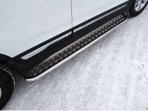 Пороги с площадкой алюминиевый лист 42 мм для Chery Tiggo 5 № CHERTIG514-12