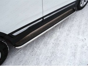 Пороги с площадкой нержавеющий лист 42 мм для Chery Tiggo 5 № CHERTIG514-13