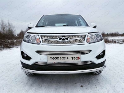 Защита переднего бампера 60 мм ТСС для Chery Tiggo 5 2014-2021