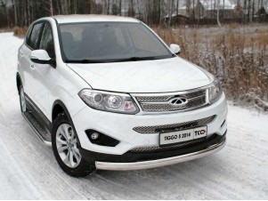 Защита передняя овальная 75х42 мм для Chery Tiggo 5 № CHERTIG514-03