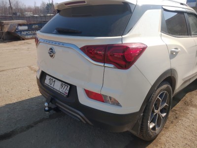 Фаркоп для KGM Korando 2023-н.в., Ssang Yong Korando 4 2019-2023 съемное крепление шара под американский квадрат