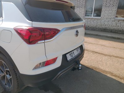 Фаркоп для KGM Korando 2023-н.в., Ssang Yong Korando 4 2019-2023 съемное крепление шара под американский квадрат