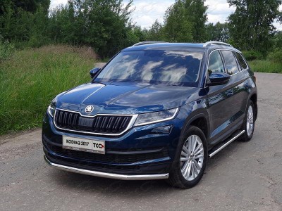 Защита переднего бампера 60 мм ТСС для Skoda Kodiaq 2018-2021