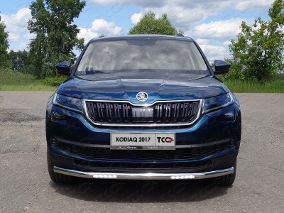 Защита переднего бампера с ДХО 60 мм ТСС для Skoda Kodiaq 2018-2021