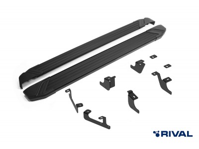 Порог-площадка "Black" F173ALB + комплект крепежа для Geely Coolray SX11 2023-н.в., Belgee X50 2023-н.в.