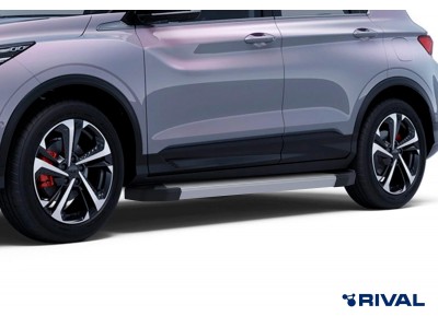 Порог-площадка "Black" F173ALB + комплект крепежа для Geely Coolray SX11 2023-н.в., Belgee X50 2023-н.в.