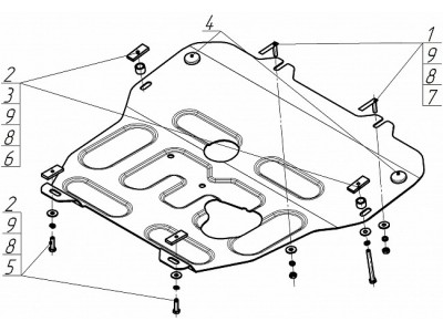 Усиленная защита картера двигателя, КПП (2 мм, сталь) для Opel Zafira 2005-2011, Opel Astra H 2004-2010, Opel Astra G 1998-2005, Opel Astra Family 2010-2014, Chevrolet Viva 2003-2008