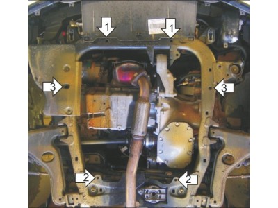 Усиленная защита картера двигателя, КПП (2 мм, сталь) для Opel Zafira 2005-2011, Opel Astra H 2004-2010, Opel Astra G 1998-2005, Opel Astra Family 2010-2014, Chevrolet Viva 2003-2008