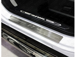 Накладки на пороги шлифованный лист надпись F7 4 штуки для Haval F7 № HAVF719-11