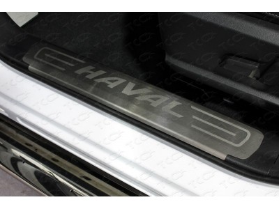 Накладки на пороги на пластик шлифованный лист надпись Haval 2 штуки ТСС для Haval F7 2019-2021