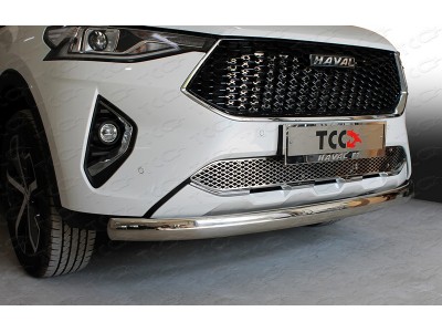 Защита передняя овальная 75х42 мм ТСС для Haval F7 2019-2021