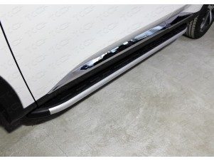 Пороги алюминиевые ТСС с накладкой для Haval F7 № HAVF719-34AL