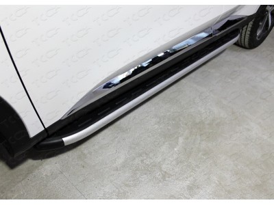 Пороги алюминиевые ТСС с накладкой для Haval F7 2019-2021