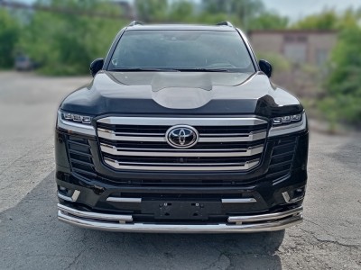 Защита переднего бампера d-76+43 двойная для Toyota Land Cruiser 300 70TH ANNIVERSARY 2021–н.в.