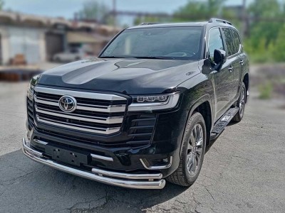 Защита переднего бампера d-76+43 двойная для Toyota Land Cruiser 300 70TH ANNIVERSARY 2021–н.в.