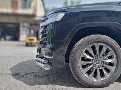 Защита переднего бампера d-76+43 двойная для Toyota Land Cruiser 300 70TH ANNIVERSARY 2021–н.в.